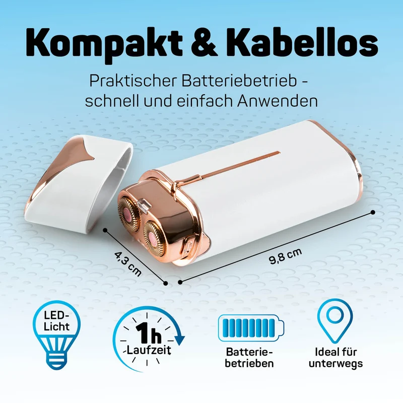 VITALmaxx Mini-Damenrasierer - Elektro-Rasierer für Gesicht, Achseln, Bikinizone
