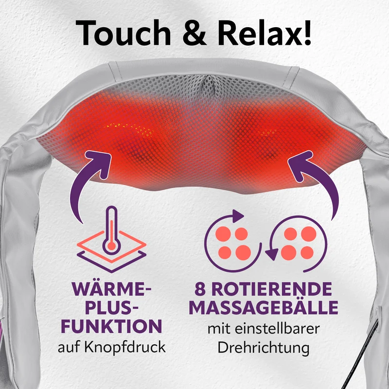 VITALmaxx Shiatsu-Massagegerät mit Knet- & Druckmassage, Wärme & Halteschlaufen