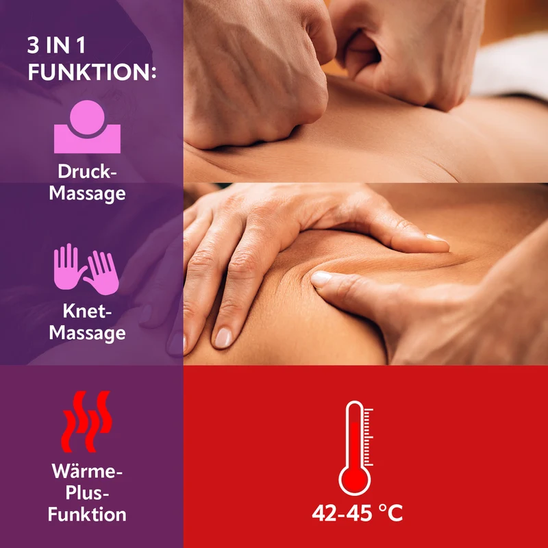 VITALmaxx Shiatsu-Massagegerät mit Knet- & Druckmassage, Wärme & Halteschlaufen