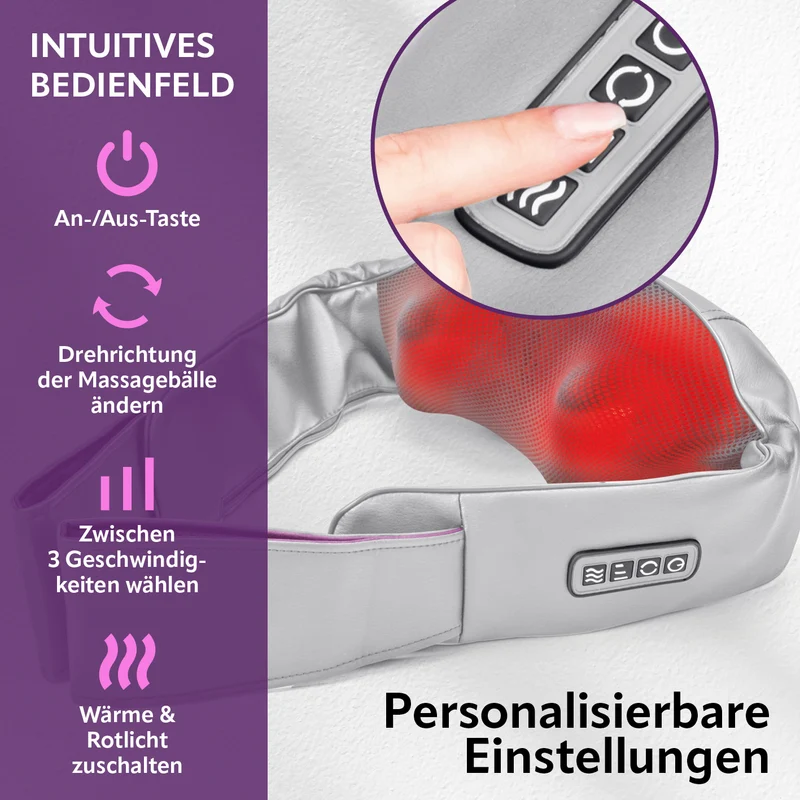 VITALmaxx Shiatsu-Massagegerät mit Knet- & Druckmassage, Wärme & Halteschlaufen
