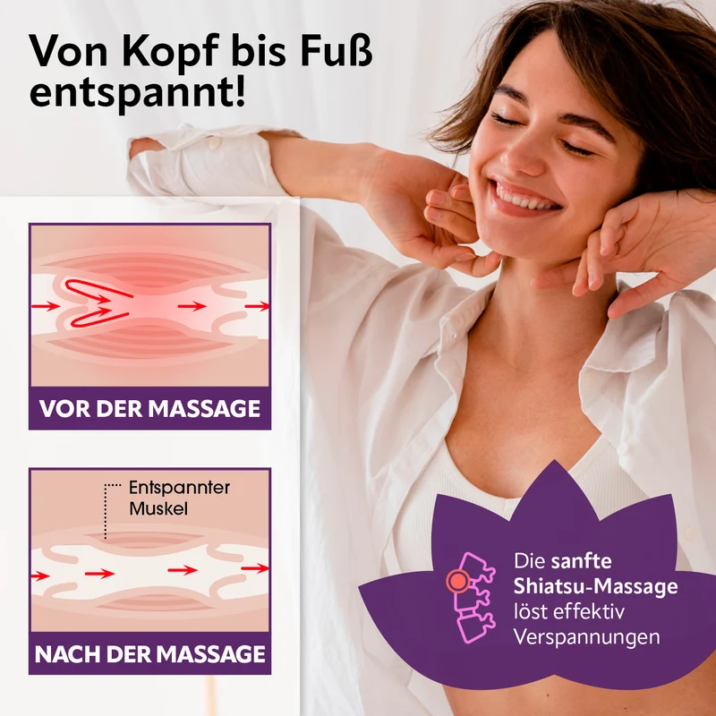 VITALmaxx Shiatsu-Massagegerät mit Knet- & Druckmassage, Wärme & Halteschlaufen