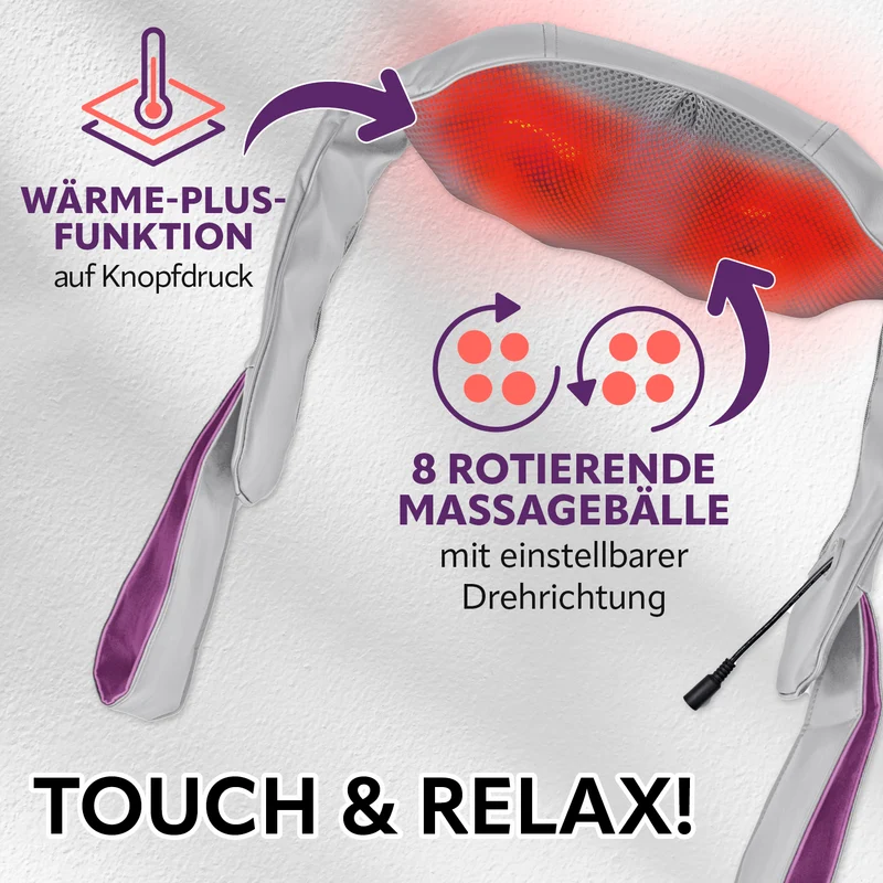 VITALmaxx Shiatsu-Massagegerät mit Knet- & Druckmassage, Wärme & Halteschlaufen