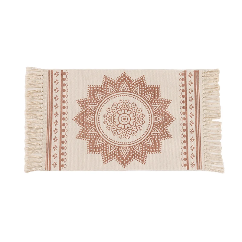 Dekorativer Läufer für Esstisch und Konsole im Boho‑Mandala‑Design mit Fransen Karnz