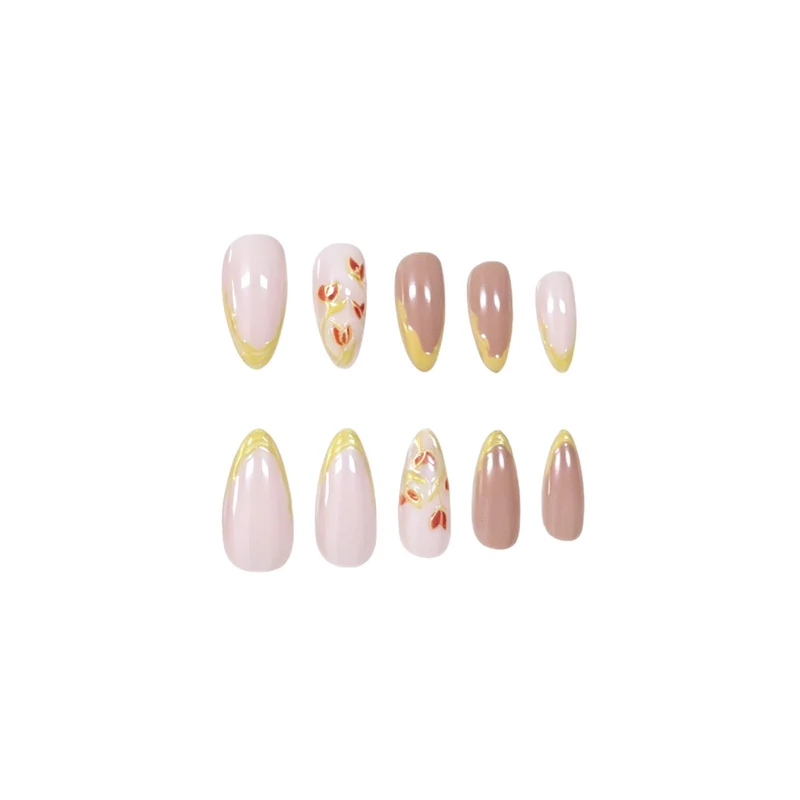 Elegante Florale Acryl Nagel Kunst Erweiterungen Karnz