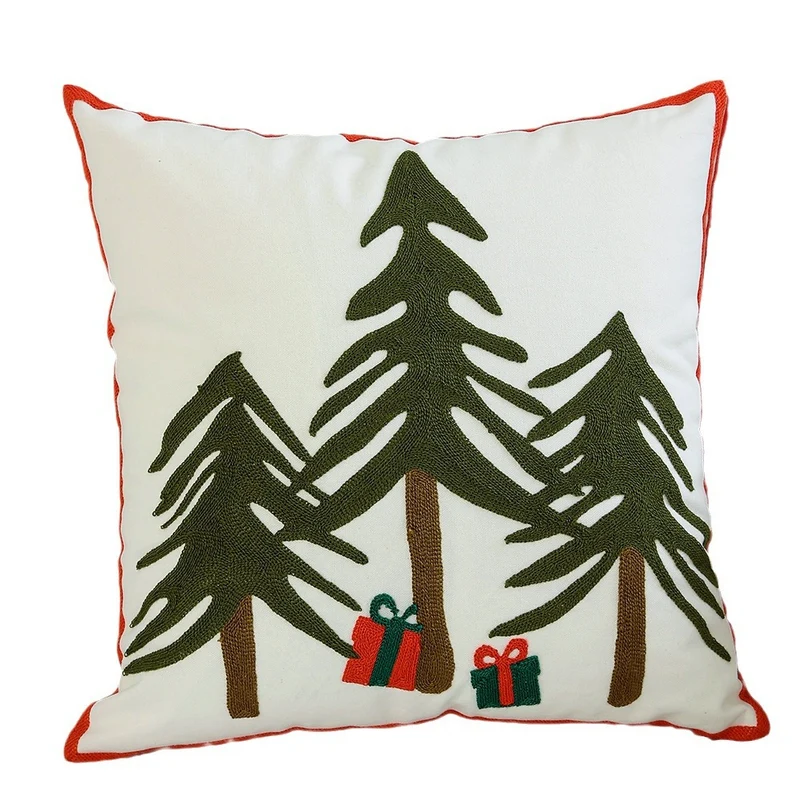 Dekorativer Kissenbezug mit festlichem Weihnachtsstern-Print und Pompon-Borte Karnz