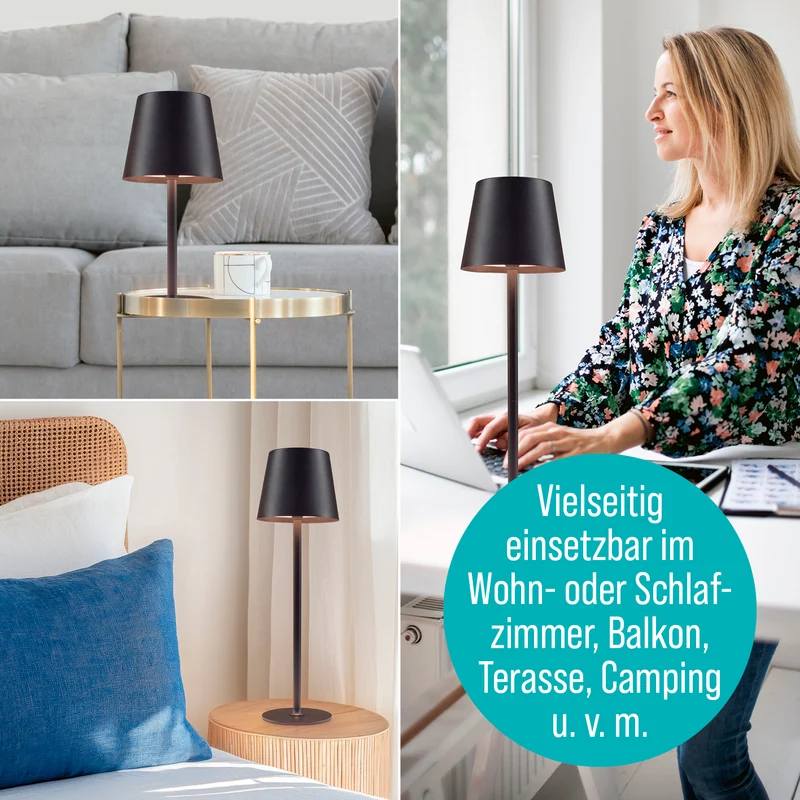 EASYmaxx LED-Akku-Tischleuchte - in- & outdoor, kabellos & warmweiß, mit Dimmer