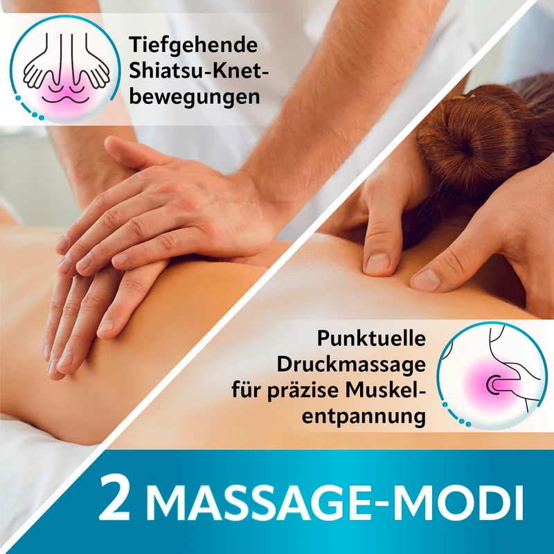 VITALmaxx Shiatsu-Massagegerät mit 6D-Massageköpfen, Wärme, Knet- & Druckmassage
