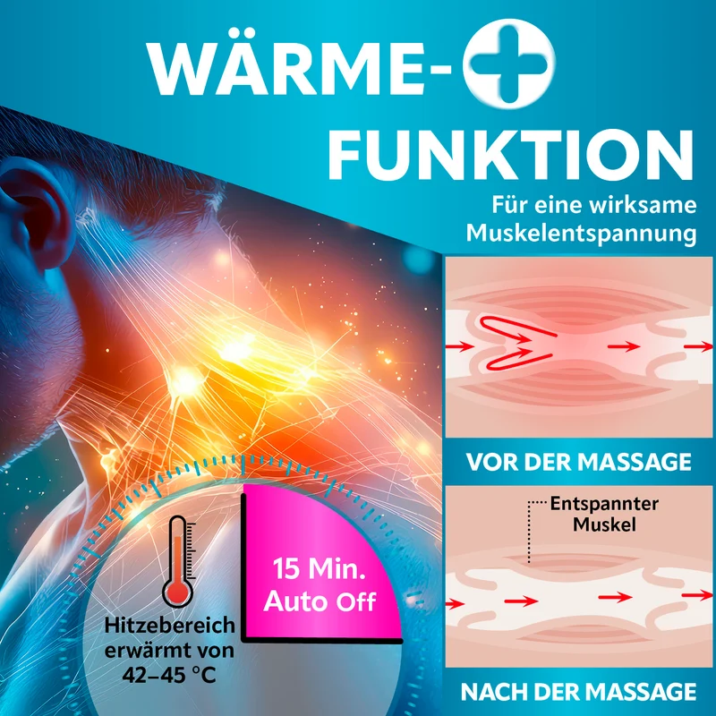 VITALmaxx Shiatsu-Massagegerät mit 6D-Massageköpfen, Wärme, Knet- & Druckmassage