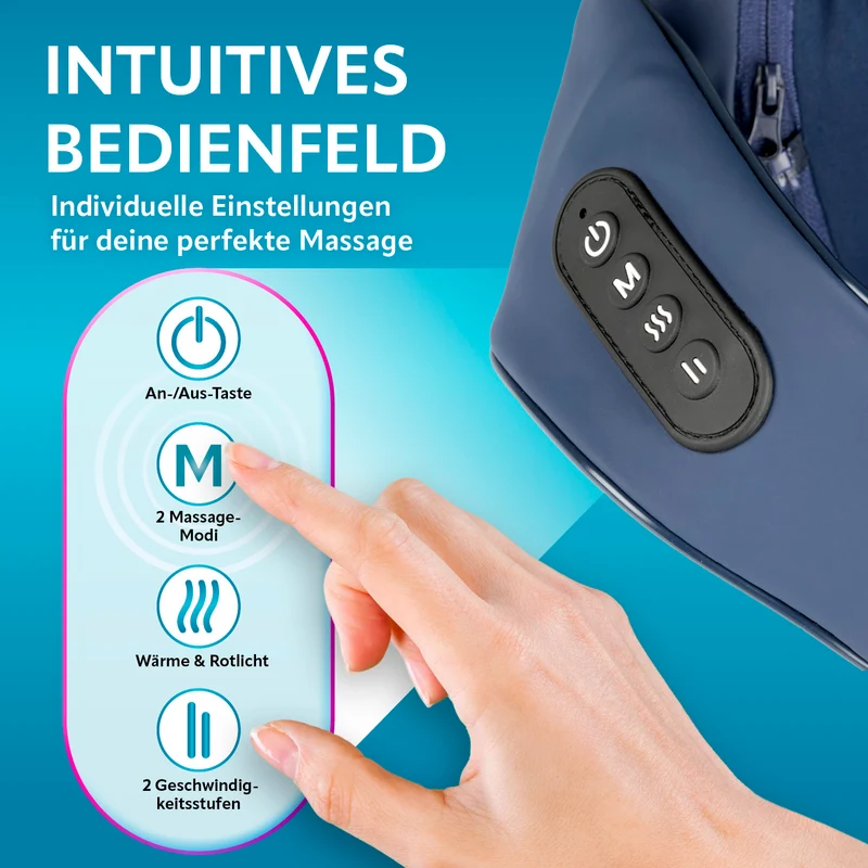 VITALmaxx Shiatsu-Massagegerät mit 6D-Massageköpfen, Wärme, Knet- & Druckmassage