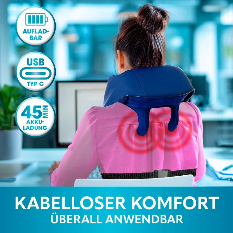 VITALmaxx Shiatsu-Massagegerät mit 6D-Massageköpfen, Wärme, Knet- & Druckmassage