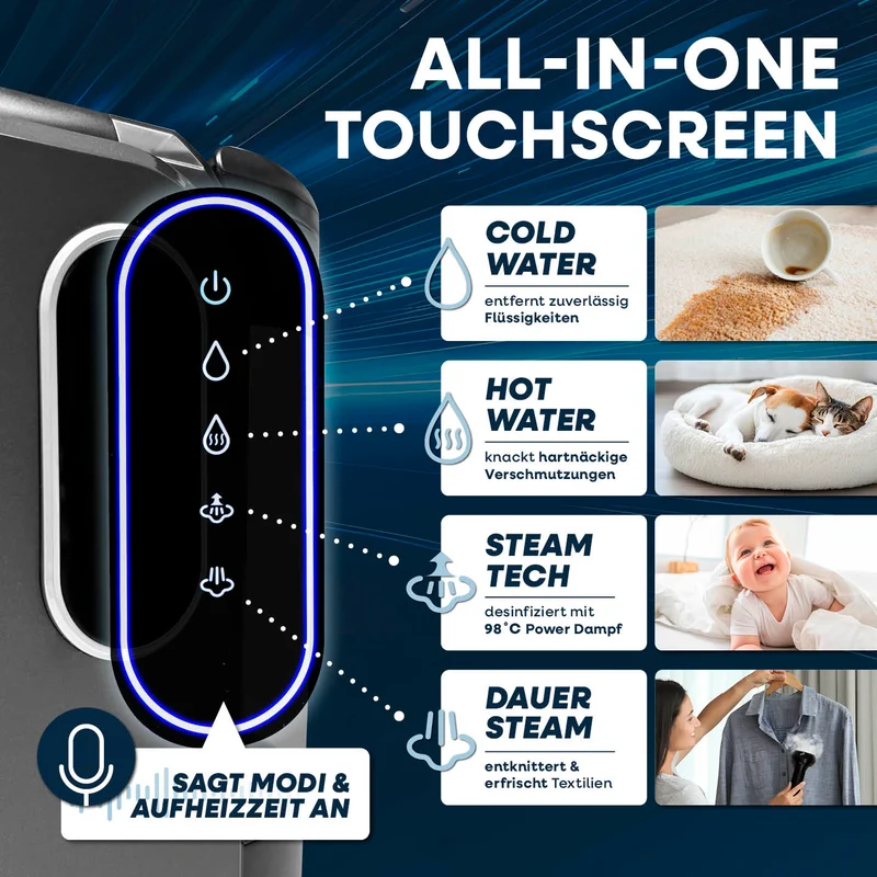 CLEANmaxx Polster- & Teppichreiniger Pro Steam - mit Heißwasser & Dampf - 2000 W