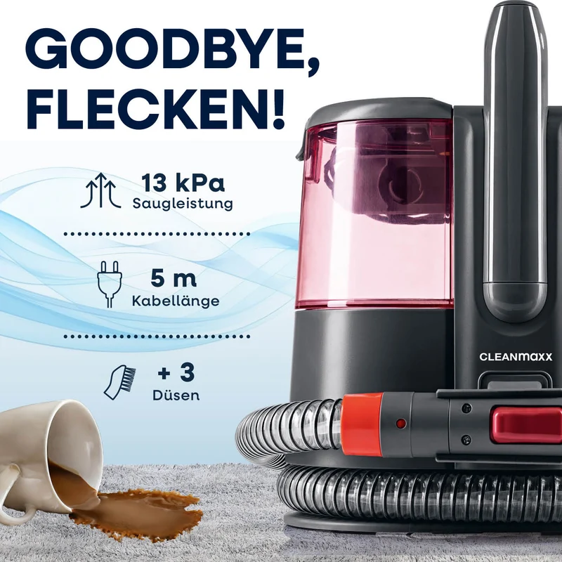 CLEANmaxx Polster- & Teppichreiniger Pro Power - 3in1: sprühen, bürsten, saugen