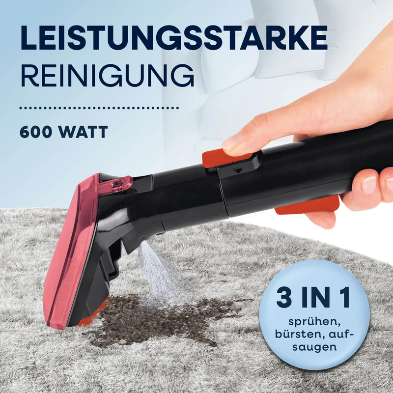 CLEANmaxx Polster- & Teppichreiniger Pro Power - 3in1: sprühen, bürsten, saugen