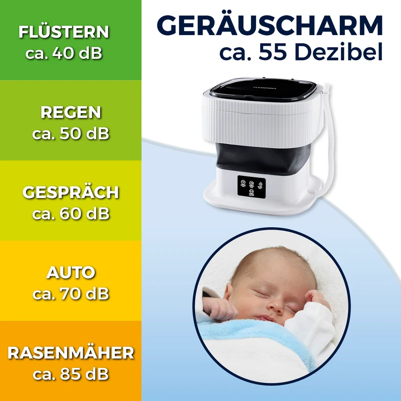 CLEANmaxx Faltbare Mini-Waschmaschine - 9 L - leise & kompakt - 2 Waschprogramme