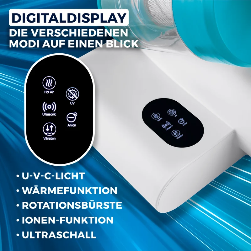 CLEANmaxx Milbensauger Rotation - entfernt 99,9 % aller Milben - mit UV-C-Licht - weiß/blau