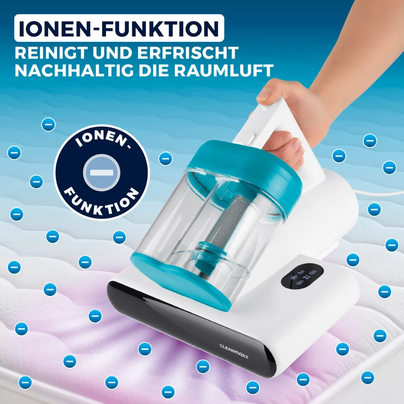 CLEANmaxx Milbensauger Rotation - entfernt 99,9 % aller Milben - mit UV-C-Licht - weiß/blau