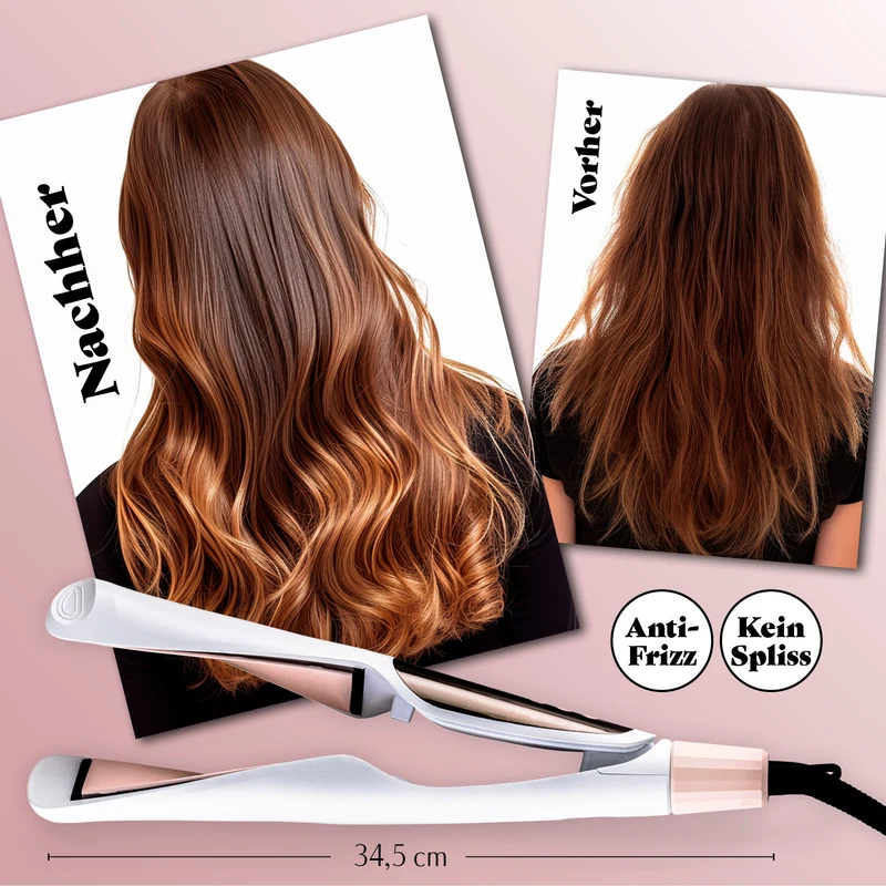 VITALmaxx Profi Hair-Styler - 3in1 Lockenstab, Glätteisen, Welleisen mit Display