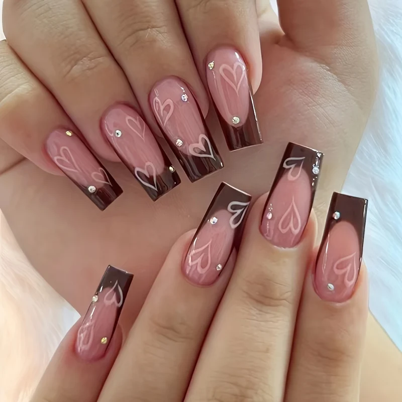 Dekorative florale Press-On Nagelset Karnz