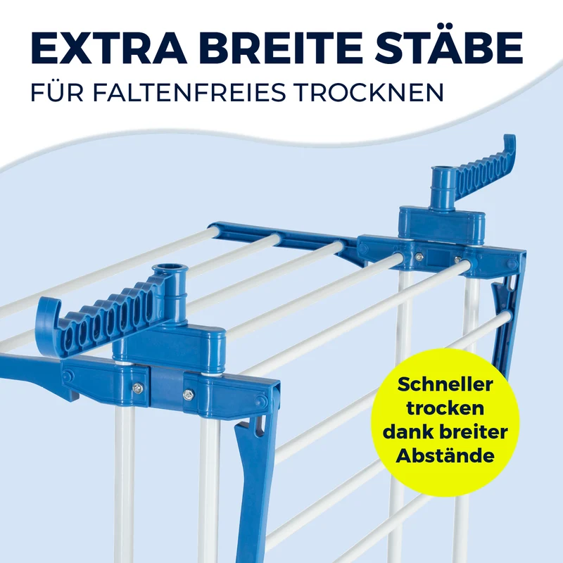 EASYmaxx Wäsche-Tower 1600 mit Rollen, 3 Etagen & 2 Seitenflügeln für 14 Bügel