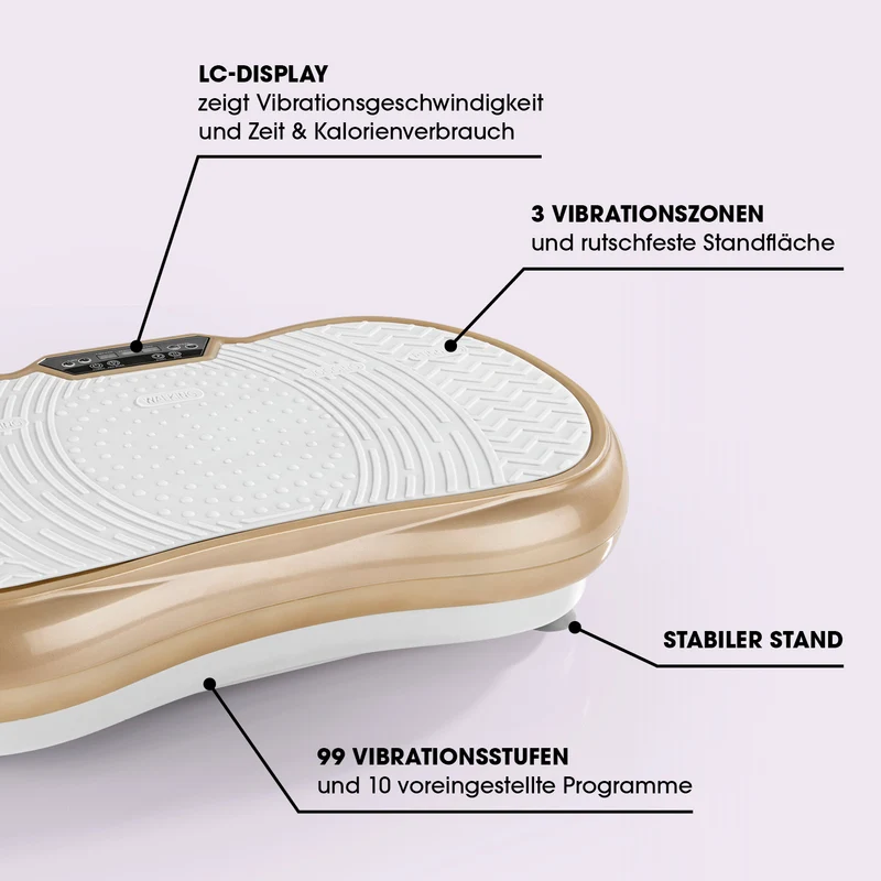 VITALmaxx Vibrationstrainer mit Expanderbändern - weiß/champagner