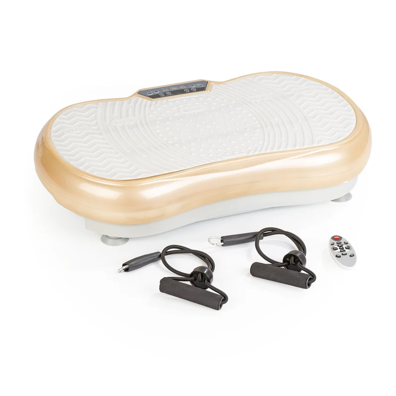 VITALmaxx Vibrationstrainer mit Expanderbändern - weiß/champagner