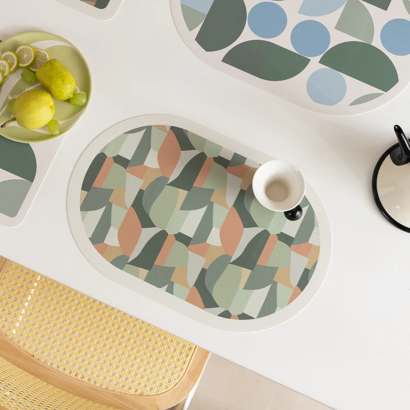 Abwischbare Retro-Tischsets aus Kunstleder mit geometrischem Muster Karnz