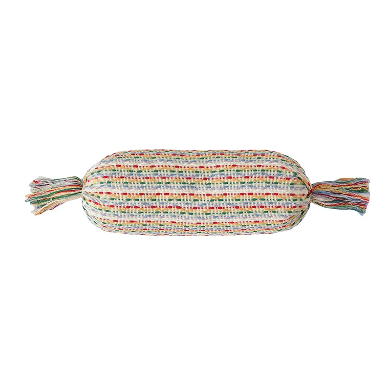 Wohnliches Kissen-Set aus gewebtem Baumwollmix mit Zylinderrolle und Quasten Karnz
