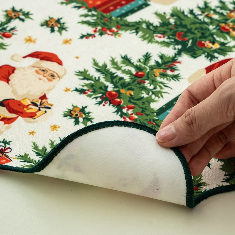 Weihnachtliches abwischbares Tischset mit gewelltem Saum und nostalgischem Santa‑Motiv Karnz