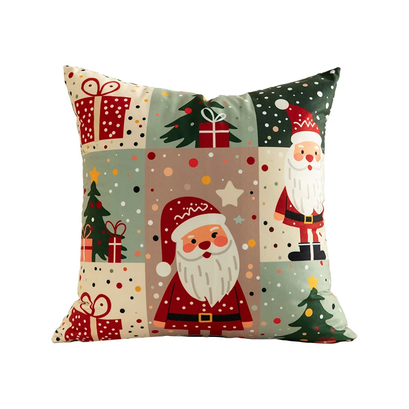 Weihnachtlicher quadratischer Zierkissenbezug mit Patchwork-Motiv und verdecktem Reißverschluss Karnz
