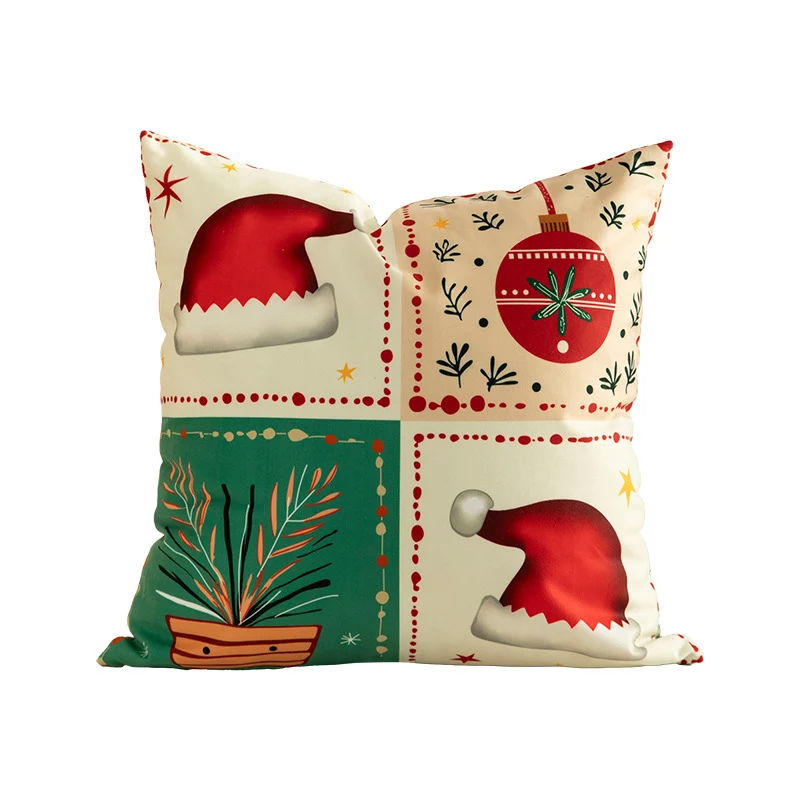 Weihnachtlicher quadratischer Zierkissenbezug mit Patchwork-Motiv und verdecktem Reißverschluss Karnz