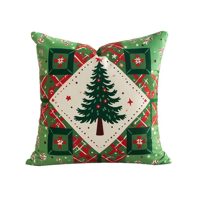 Weihnachtlicher quadratischer Zierkissenbezug mit Patchwork-Motiv und verdecktem Reißverschluss Karnz