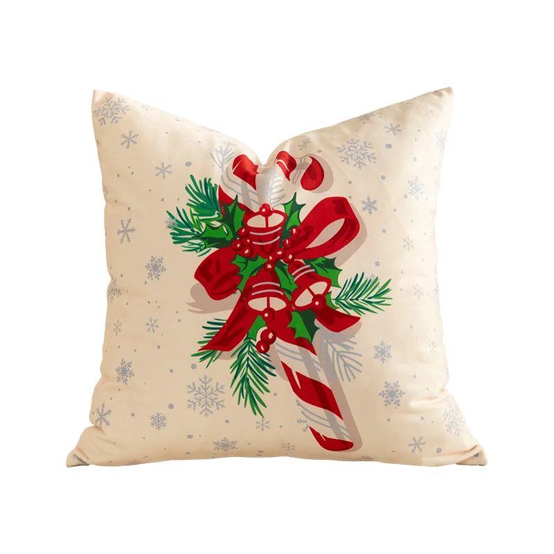 Weihnachtlicher quadratischer Zierkissenbezug mit Patchwork-Motiv und verdecktem Reißverschluss Karnz