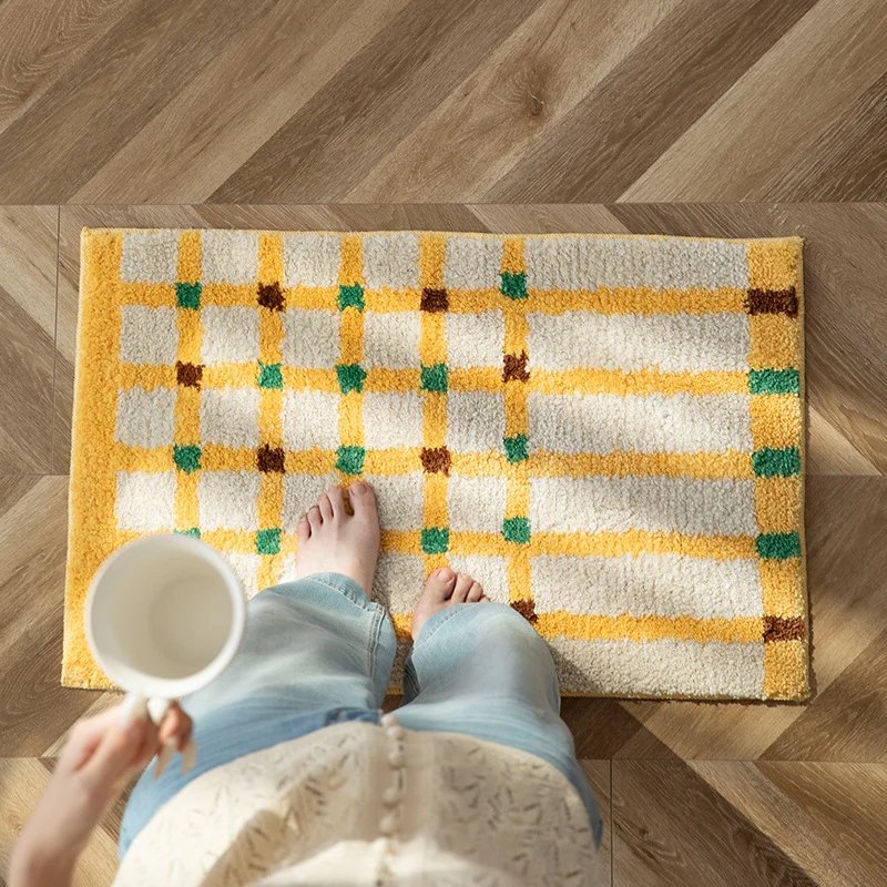 Weicher Läufer-Badteppich mit geometrischem Karomuster und rutschfester Unterseite Karnz