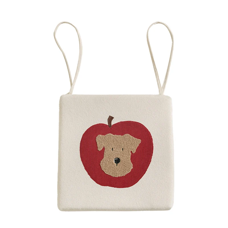 Stoff-Hängekissen mit Apfel- und Hunde-Applikation und Aufhängeschlaufen Karnz