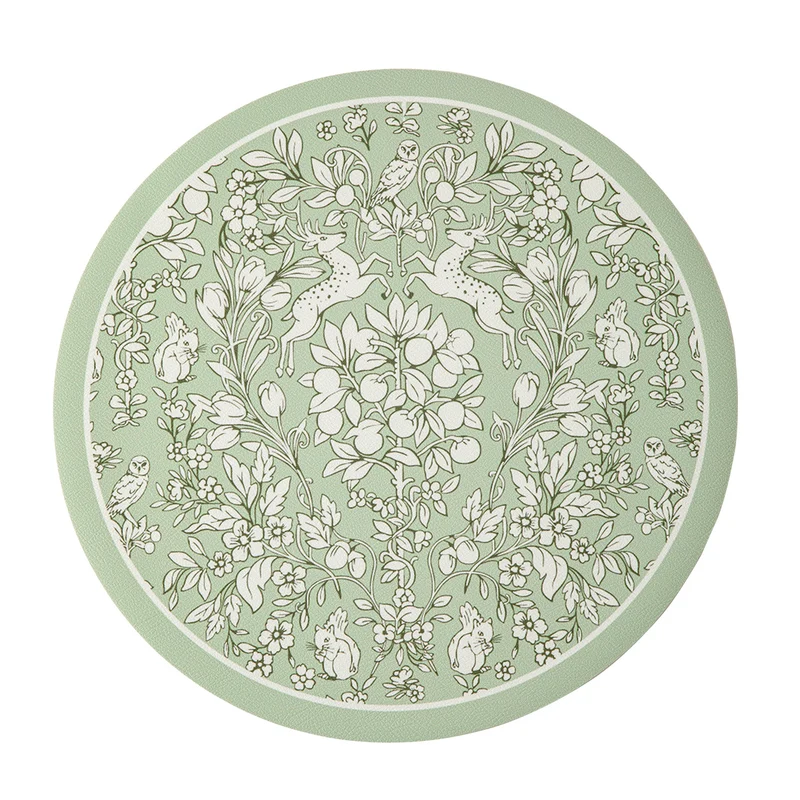 Runder dekorativer Teppich mit floraler Tierillustration und feiner Jacquardstruktur Karnz