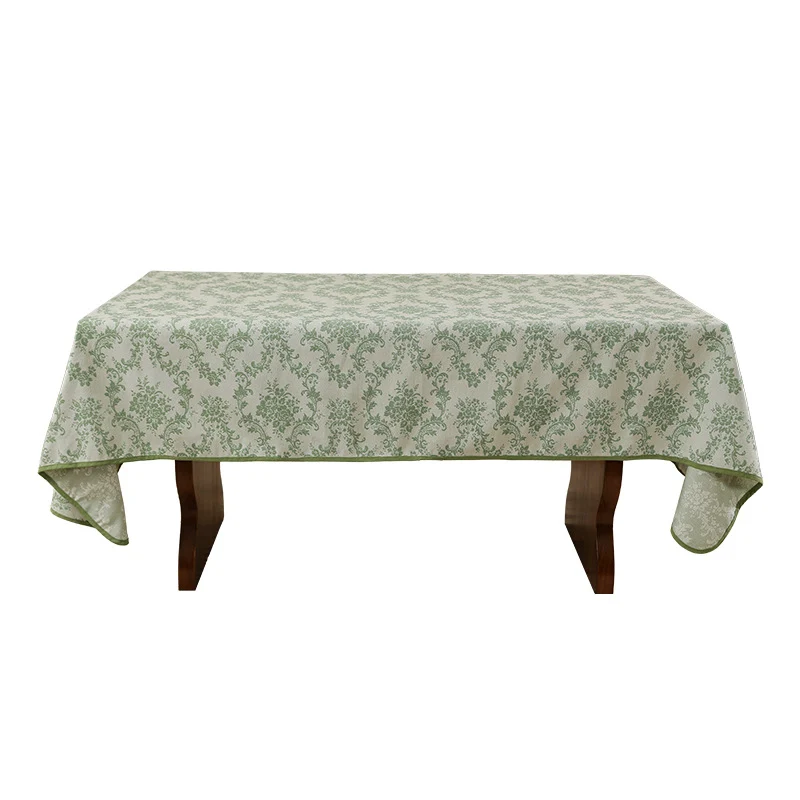 Rechteckige jacquard-gewebte Tischdecke mit floraler Damast-Optik und verstärkter Saumkante Karnz