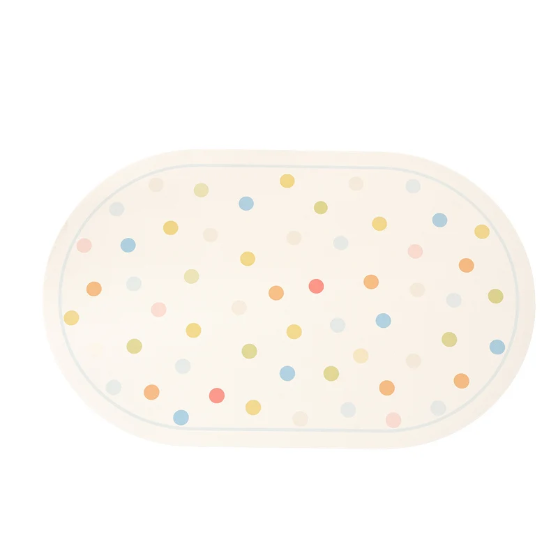 Ovales abwischbares Tischset mit pastellfarbenen Polka‑Dots Karnz