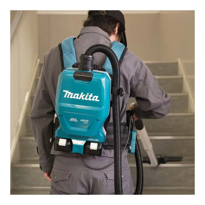B-Ware Makita Akku-Rucksackstaubsauger DVC261ZX15 2x18V Sauger HEPA Filter blau