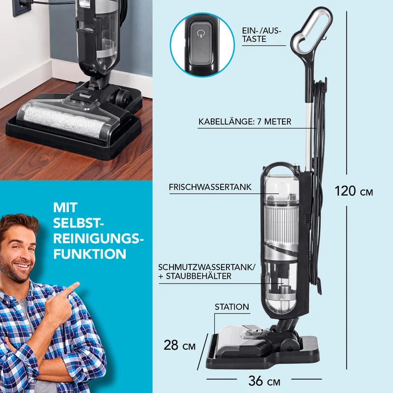 CLEANmaxx Multi-Bodenreiniger + Teppichshampoo - Saugen, Nass- & Trockenwischen
