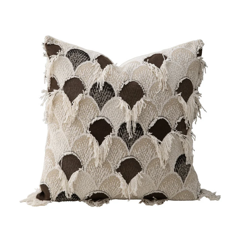 Gewebter Boho-Zierkissenbezug mit Fransen und geometrischem Chevron-Motiv Karnz