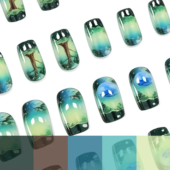 Künstlerisch von der Natur inspirierte Nagelkunsterweiterungen Karnz