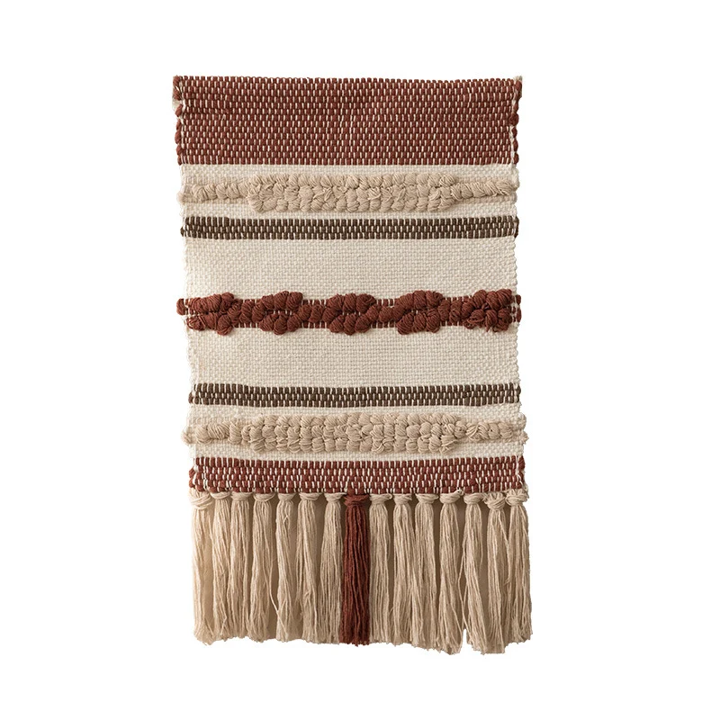 Boho-Wandbehang Makramee mit handgeknüpften Fransen und gewebten Zopfmustern Karnz