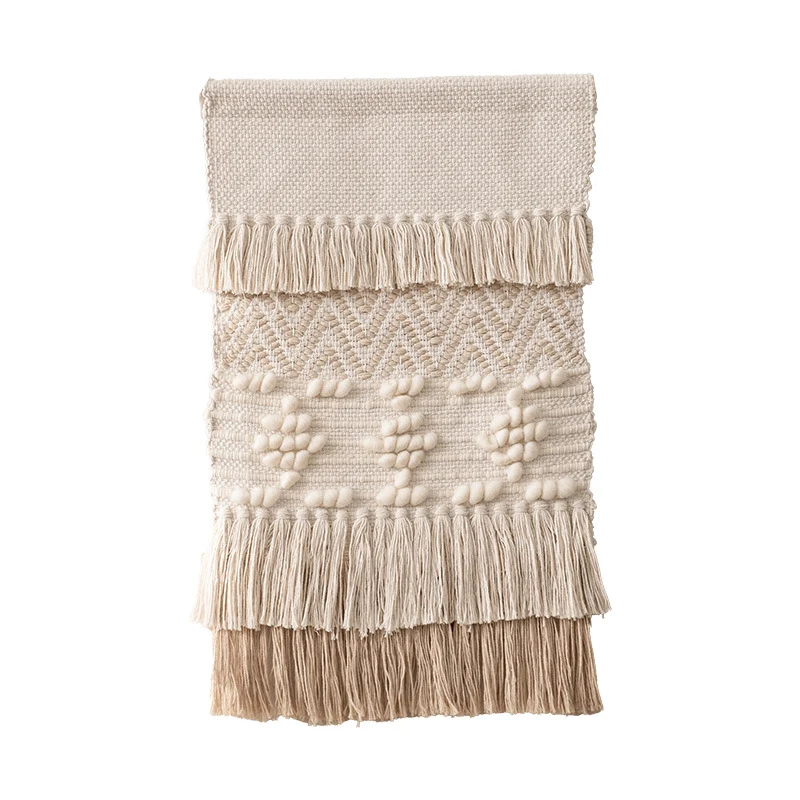 Boho-Wandbehang Makramee mit handgeknüpften Fransen und gewebten Zopfmustern Karnz