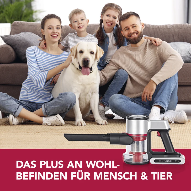 CLEANmaxx Akku-Zyklon-Staubsauger Digital-Display - anthrazit/silber/rot