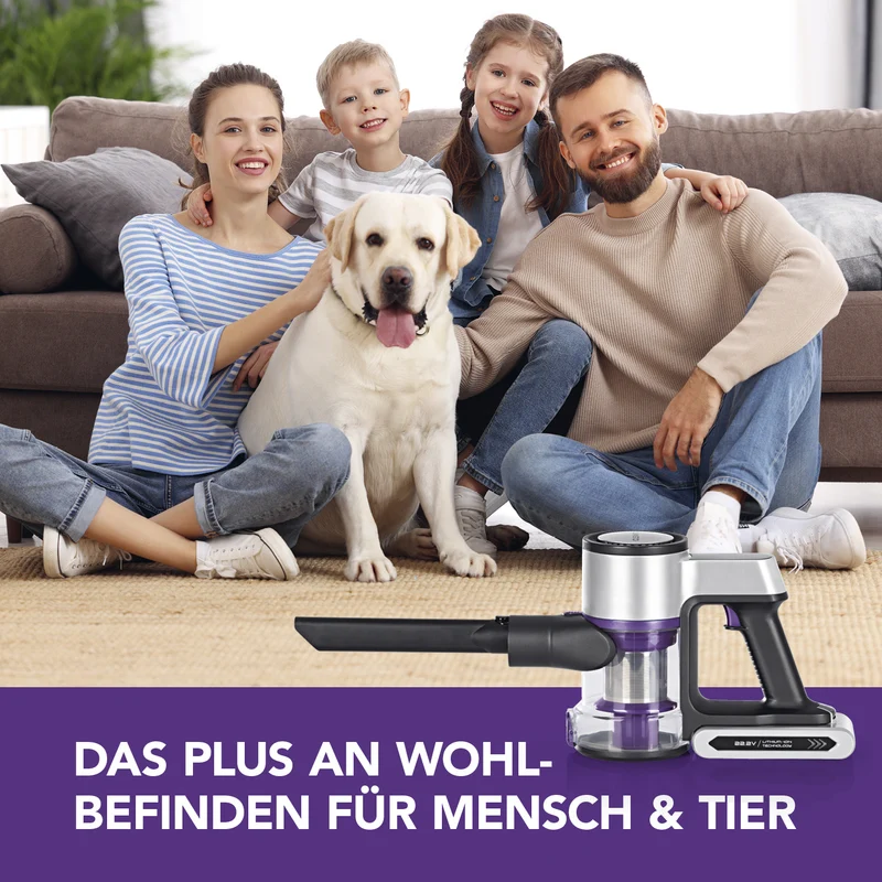 CLEANmaxx Akku-Zyklon-Staubsauger Digital-Display - anthrazit/silber/lila