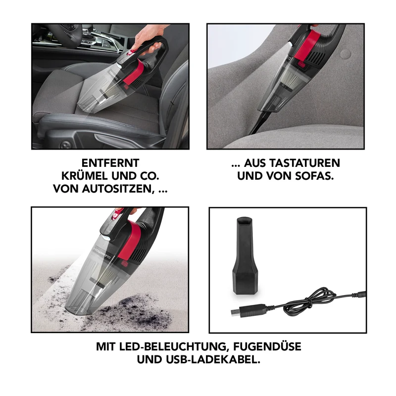 CLEANmaxx Akku-Handstaubsauger - grau/rot