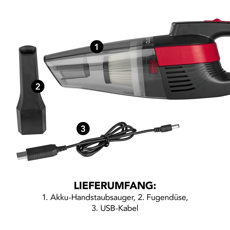 CLEANmaxx Akku-Handstaubsauger - grau/rot