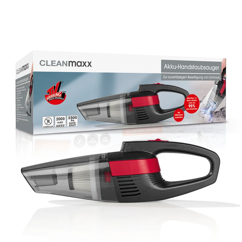 CLEANmaxx Akku-Handstaubsauger - grau/rot