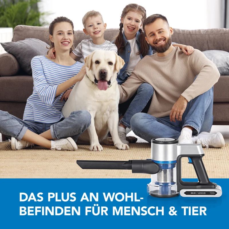 CLEANmaxx Akku-Zyklon-Staubsauger Digital-Display - anthrazit/silber/blau