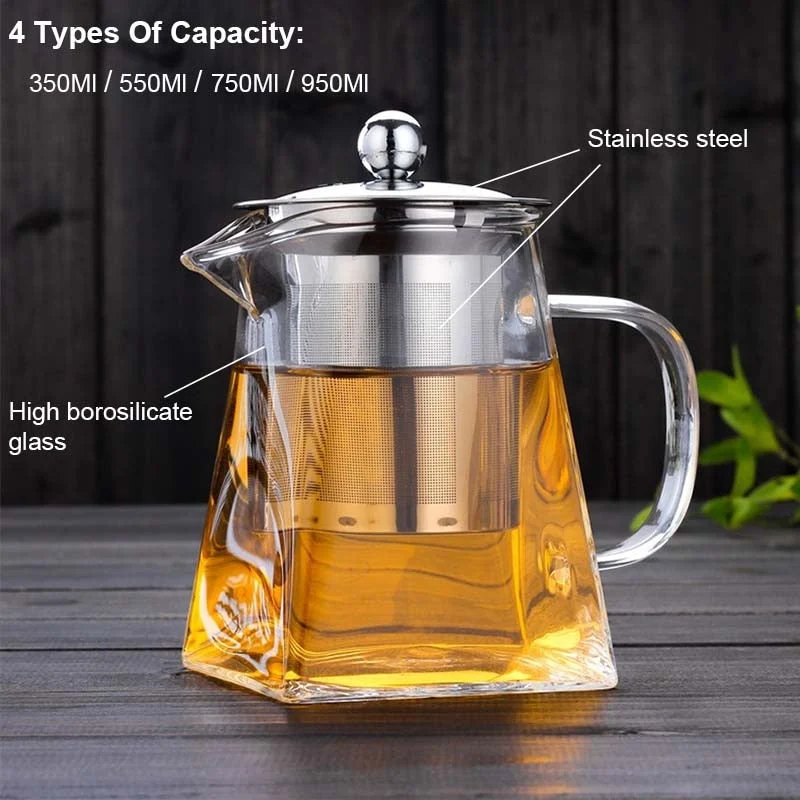 Hitzebeständige Borosilikatglas Teekanne mit Teesieb Filter Teekessel Oolong Teekanne | Karnz